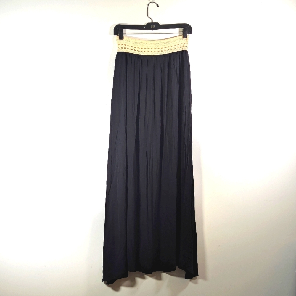 Very J Black Maxi Skirt Crochet High Rise Waist M